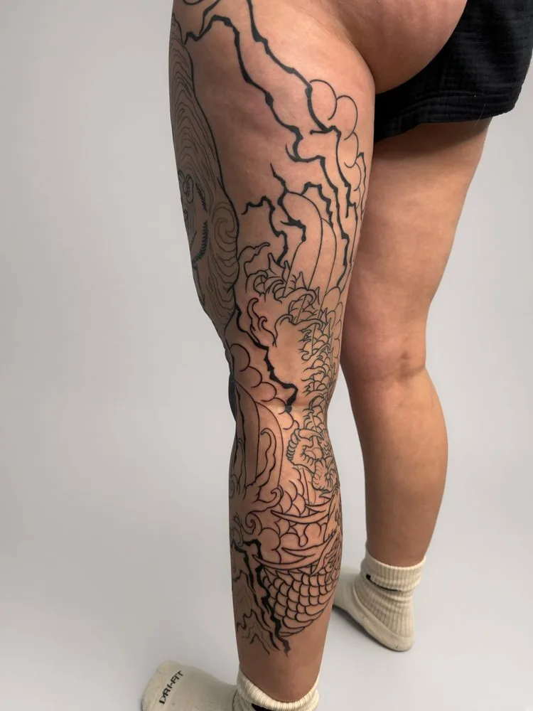 Leg-Sleeve mit Tiger und Drache