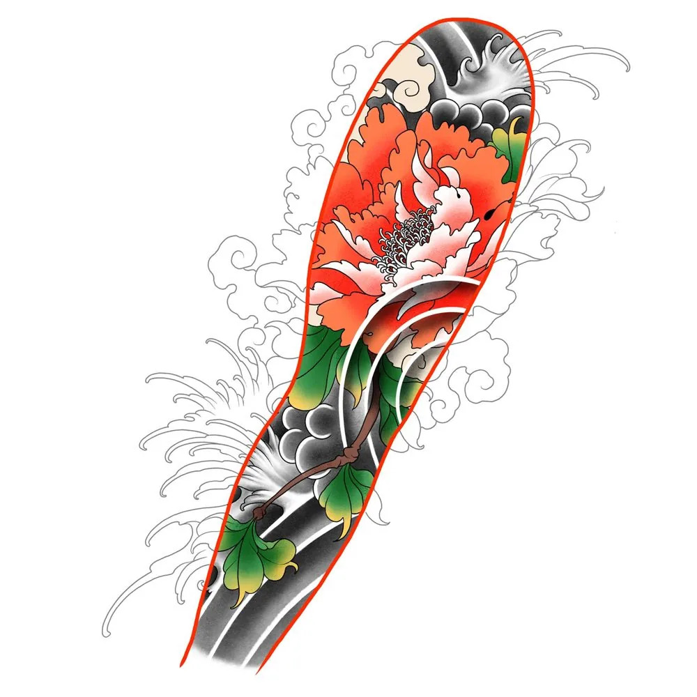 Sleeve-Entwurf mit Pfingstrosen