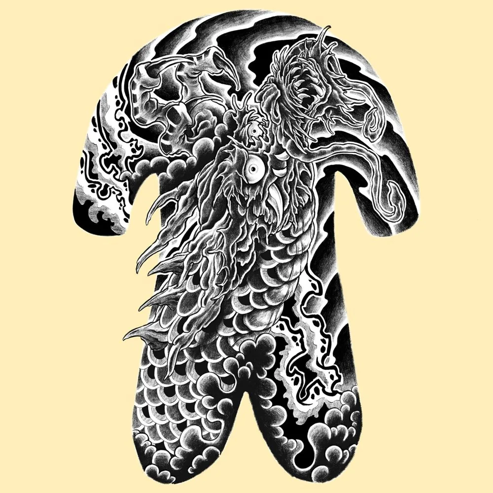 Backpiece-Entwurf mit Drache